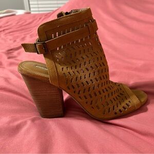 BCBGeneration Brown Peep Toe Bootie-Heels